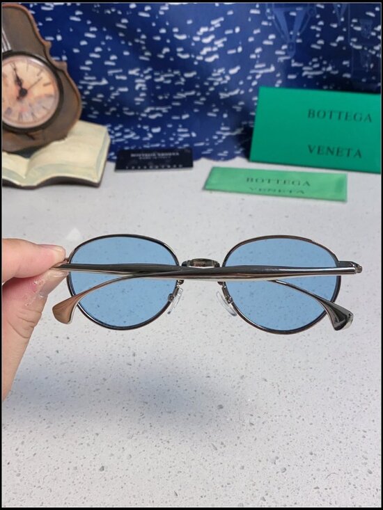 Bottega Veneta Silver Round Blue Lens Sunnies main image 8